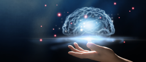 human hand holding brain, Artificial Intelligence, AI Technology, thinking concept