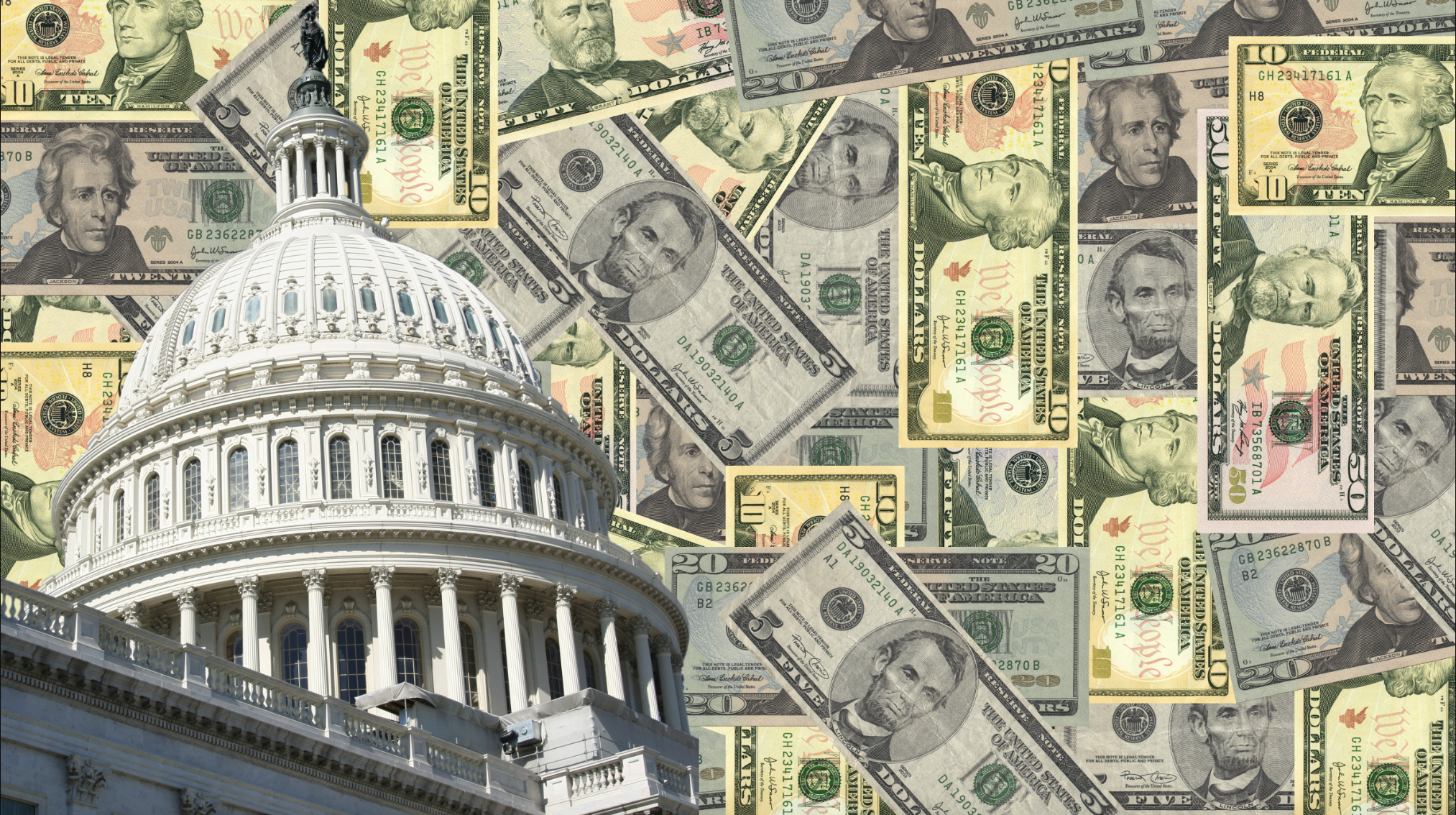 US Capitol and bills