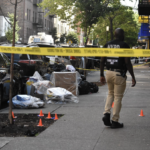 area cordoned off by crime-scene tape