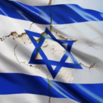 shattered broken damaged Israeli flag