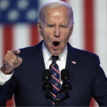 Biden face in O - pointing finger angrily