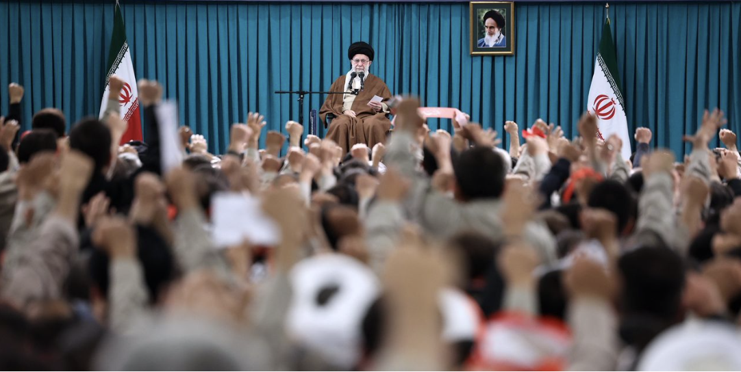 Iranian Supreme Leader Ayatollah Ali Khamenei being hailed