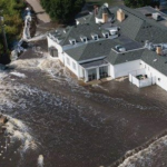 big beautiful home washed away in flood water