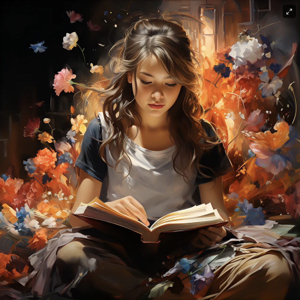 painting - girl reading