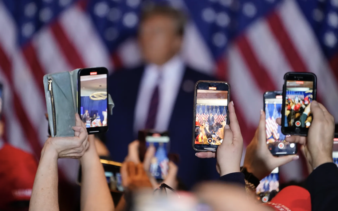 supporters record Trump NH victory with phone cameras