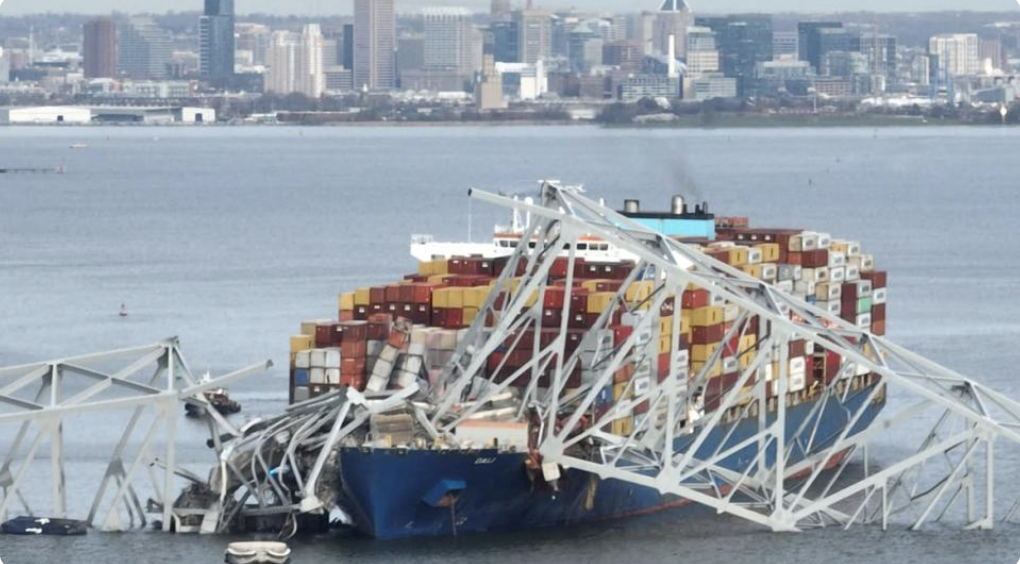 Cargo ship Dali crashed into Francis Scott Key Bridge - collapsed