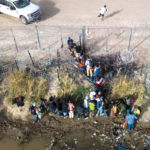 Drone image of Illegal Immigrants crossing into Texas at El Paso