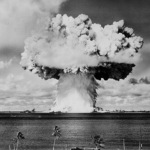 atomic cloud rises July, 1946, Bikini Island