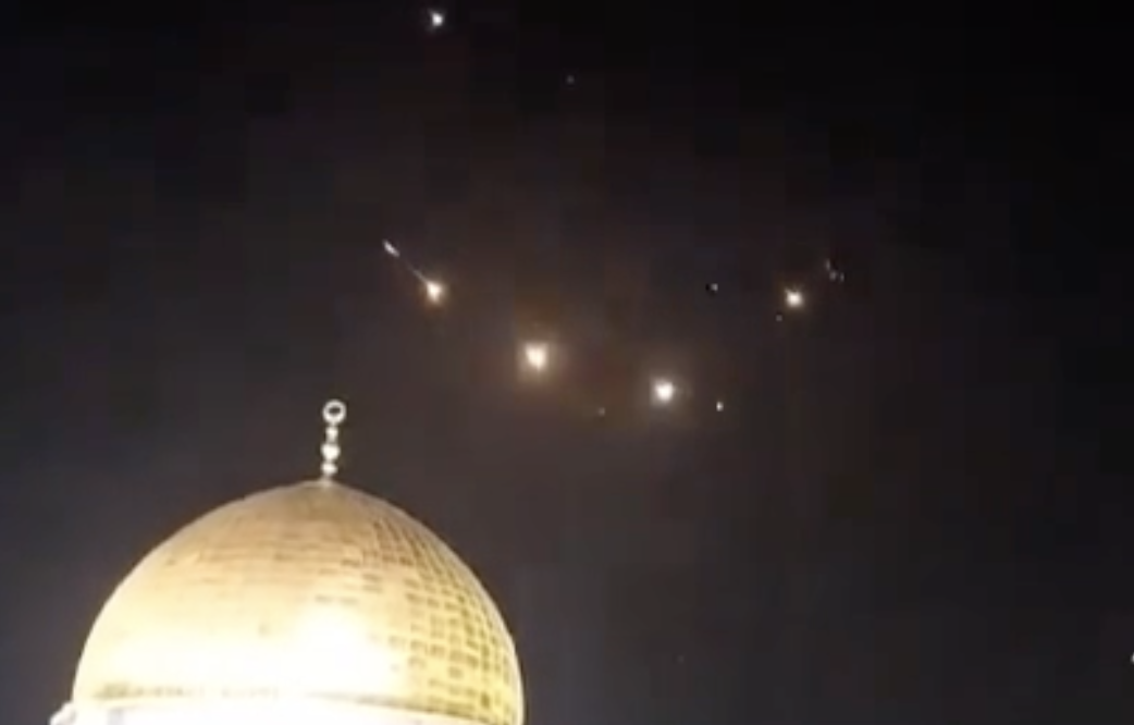missiles from Iran over the Dome of the Rock - Jerusalem