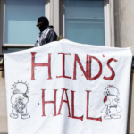 Pro-Palestinian protestor occupying Hamilton Hall - Columbia U