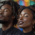 Millennial Afro-American man and woman Gospel singers - worship God