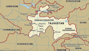 Map of Tajikistan and surrounds