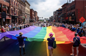 Pride Parade - giant rainbow flag