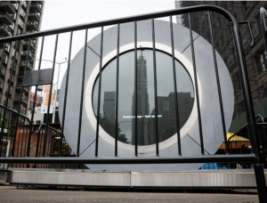 The Portal, a public technology sculpture that links with direct connection between Dublin, Ireland and the Flatiron district in Manhattan