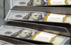 trays of bills in a cash register