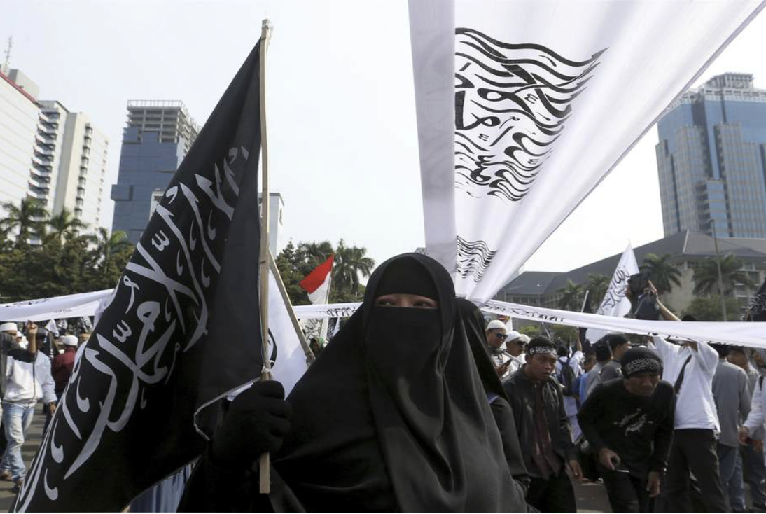 Muslim - Anti-Israel protesters - woman in burkah