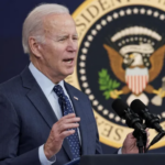 President Joe Biden speaks at the White House campus