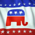 Republican Elephant on patriotic flag