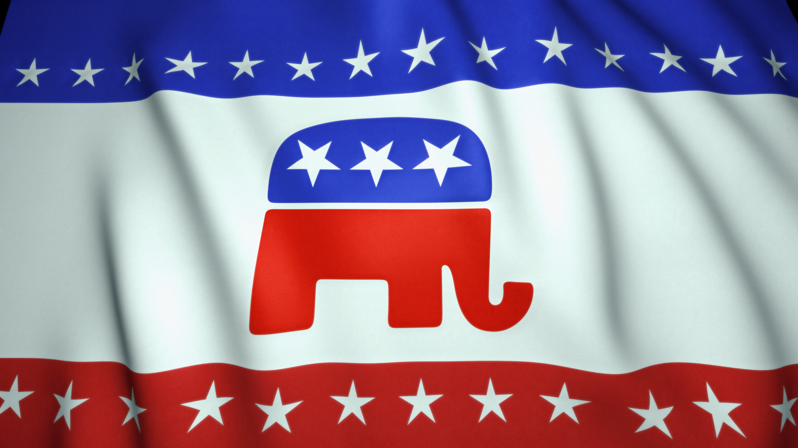 Republican Elephant on patriotic flag