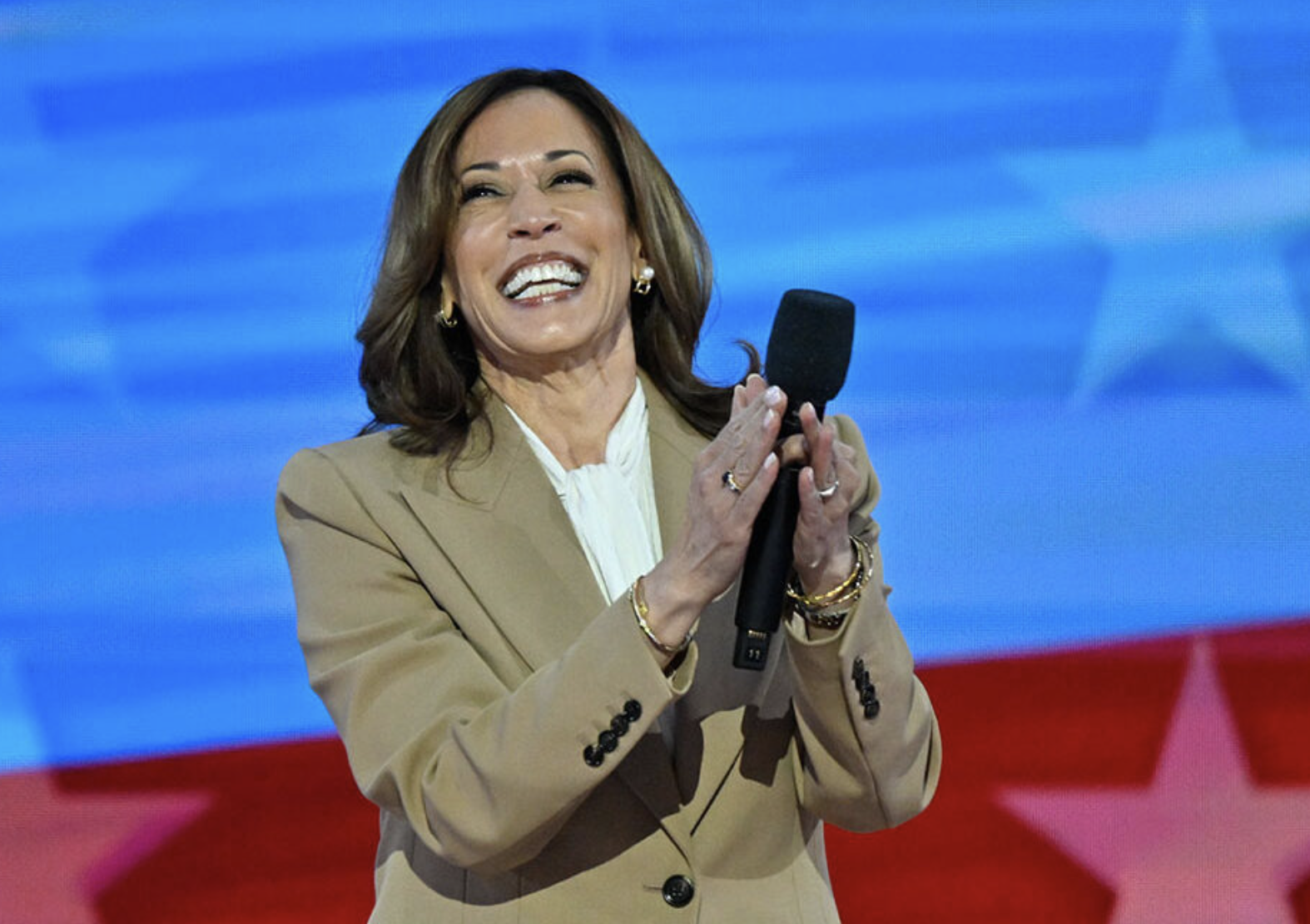 Kamala Haris - big grin - at DNC