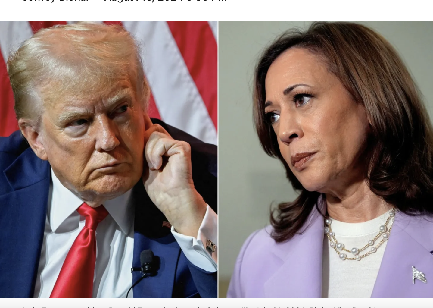 Trump Harris side by side - frowning half profiles