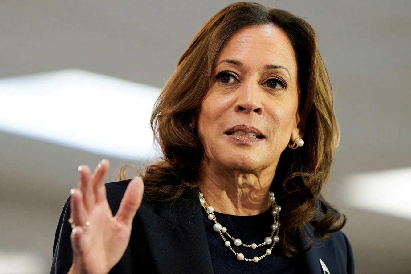 Vice President and Democratic presidential candidate Kamala Harris speaks