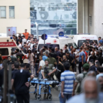 Ambulances arrive to American University of Beirut Medical Center