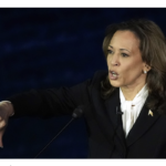 Kamala Harris in black gives thumbs down