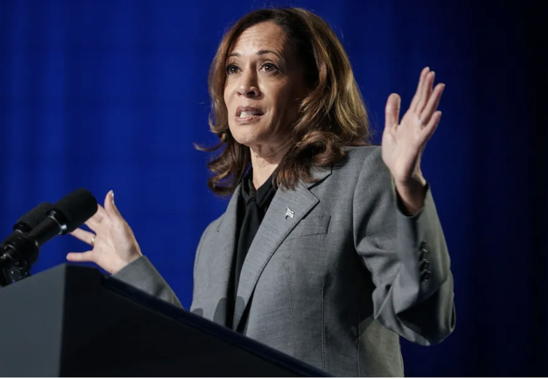 VP Kamala Harris waves hands