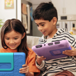 children playing on tablets