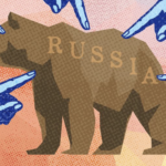 graphic - Russian bear with lots of blue hands pointing