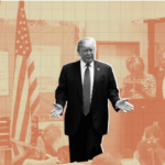 Trump graphic with classroom