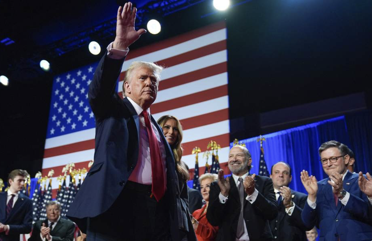 Trump waves exiting the stage after election