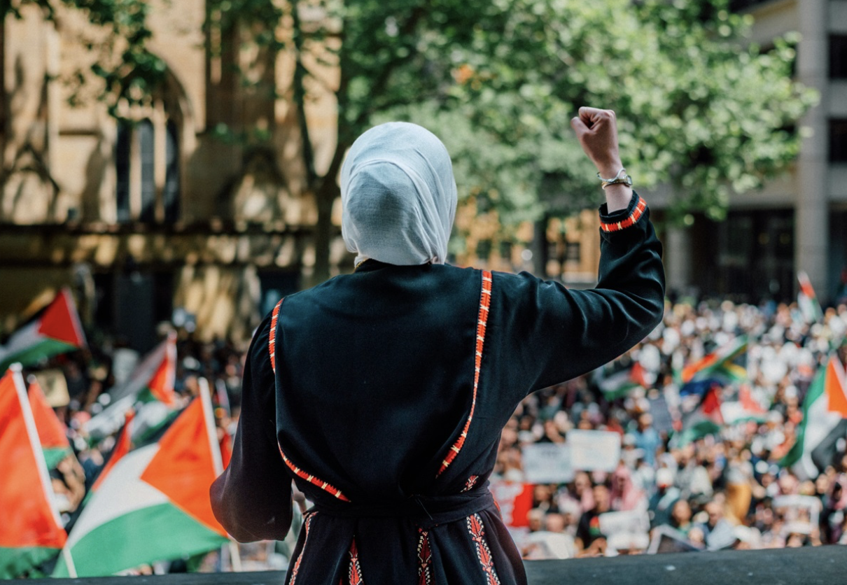 pro Palestinian protester on college campus