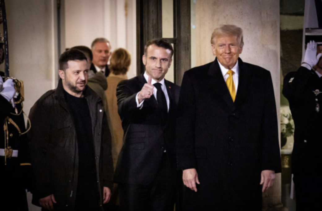 French President Macron, Trump, Ukrainian President Zelenski