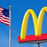 McDonalds golden arches and US Flag