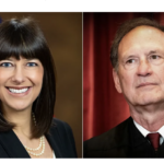 Solicitor general Elizabeth Prelogar and Supreme Court justice Samuel Alito