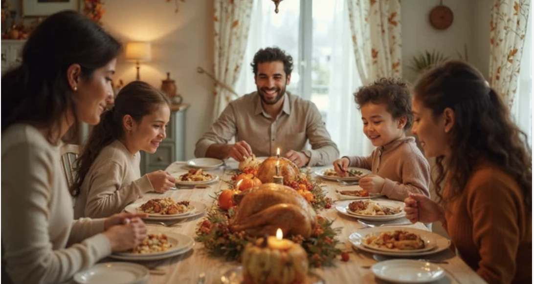 Thanksgiving - Multi-racial family dinner