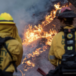 CA firefighters battle blaze