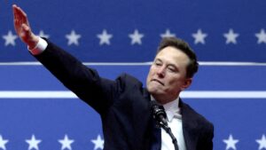 Elon Musk Salutes crowd