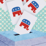 Illustration - Vote for Republican Elephant ballot box