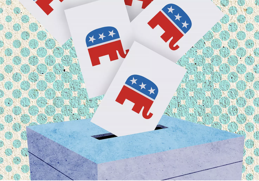 Illustration - Vote for Republican Elephant ballot box