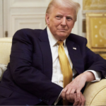 President Trump on a gold sofa