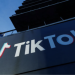 TikTok logo on building