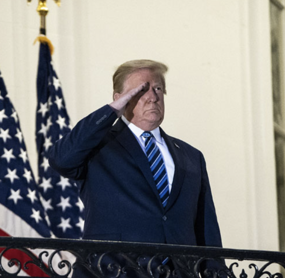 Trump salutes sharply