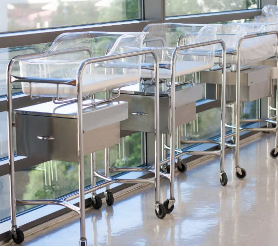 empty hospital layettes baby beds