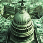 US Capitol in sea of money - green