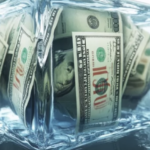 US Cash frozen in a block of ice