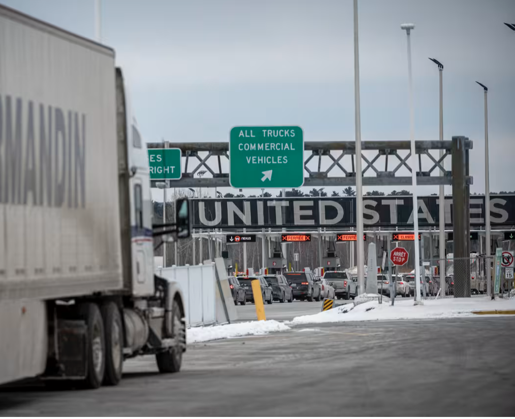 semi trailer at US Canada border