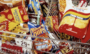 Grocery cart with unhealthy snacks and junk food